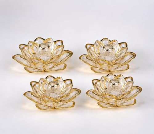 Best Navratri Home Decoration Items (2026) 72 LED Lotus Diya Set of 4 | Battery Operated Acrylic Decorative Diy...