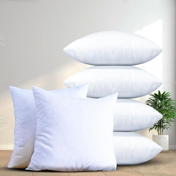Value Street Cushion Inserts 35cm x 35cm Pack of 6– Hypoallergenic Hollowfibre Cushion Pads – Soft & Supportive Sofa Cushions, Stays Fluffy for Longer Anti-Allergy Bounce Back Square Pillows (14"x14")