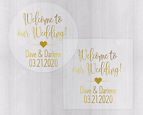 Welcome Wedding Sticker, Foil on Clear Transparent Stickers for Destination  Wedding, Personalized Wedding Label (#219-CF)