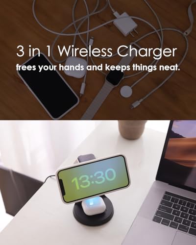 Image of Wireless Charger,3 in 1 Charging Station,15W Phone Charger Stand