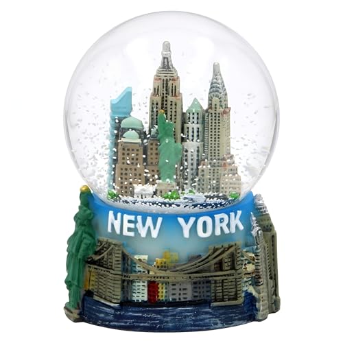 Mini New York City Snow Globe Featuring The NYC Skyline in This Souvenir Figurine with Statue of Liberty 2.5 Tall (45mm)