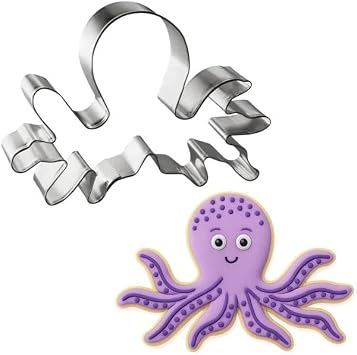 Octopus Cookie Cutter 5 Inch - Made in the USA Foose Store Cookie Cutters Tin Plated Steel Octopus Cookie Mold