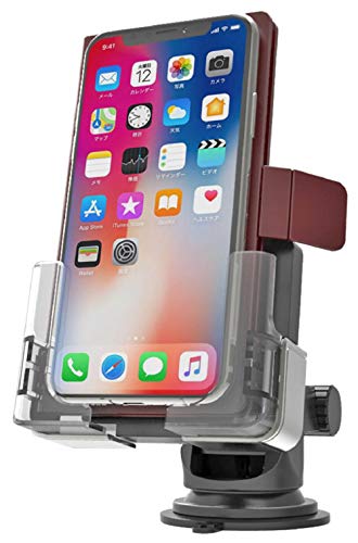 カシムラ 手帳対応 スマホホルダー2 吸盤取り付け 前後左右可動 NAT-67
