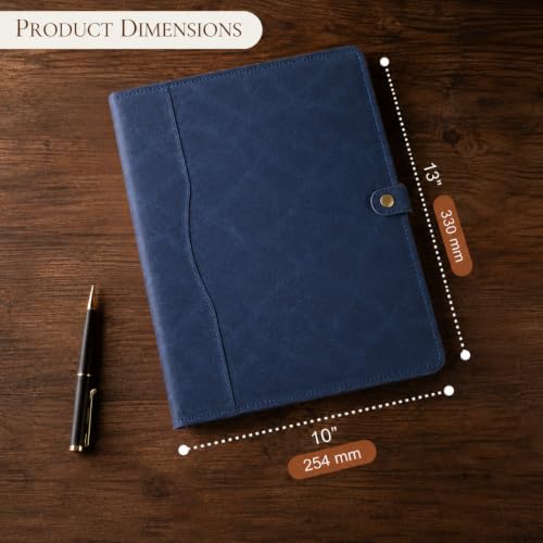 Image of Leather Portfolio, Leather Binder with Pen, Navy Blue Leather Portfolio for Men and Women, Leather Padfolio, Leather Folder, Portfolio Binder, Business Portfolio Men and Women