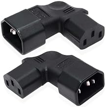 IEC C14 to C13 Power Adapter, Left Angle/Right Angle IEC 320 C14 Male to IEC 320 C13 Female Power Plug for LCD Wall Mount TV 2 Pack