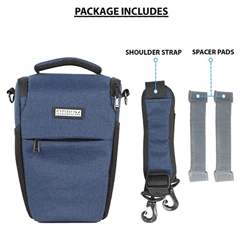 Image of Polyester D2 DSLR Camera Bag, Camera Case with Adjustable Shoulder Strap, Compatible for Nikon, Canon, Sony Cameras - Waterproof - Anti Shock (Blue-Grey Interior)