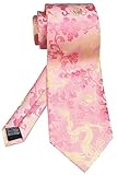 Rosiika Men's Fashion Vivid Gold Pink Ties Interview Trendy Patterned Suit Floral Neckties