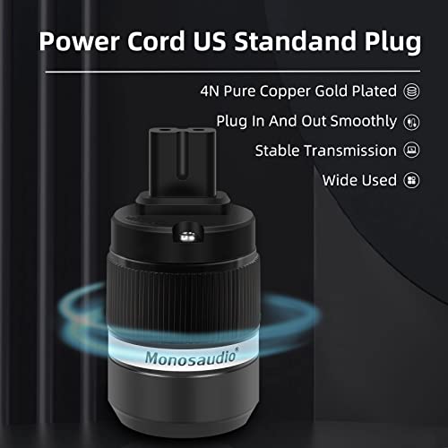 Monosaudio Audio Power Plug 4N Pure Copper Iec320-C7 Figure 8 Female 25A/250V Audio Power Cord Iec Connectors Replacement Plugs Audio Connector For 12Awg Diy Audiophile Hifi Power Cable(Gold Plated) #TOP3