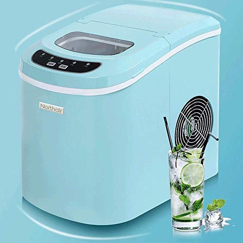 Fabricadora de hielo de mostrador, 15 kg de hielo por 24 horas, 9 cubos listos en 7-15 minutos, tanque de agua de 2,2 litros y cuchara para hielo, máquina fabricadora de hielo para uso doméstico (Color: A)