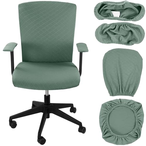 Dermalyx 4 Fundas Elásticas para Sillas De Oficina, Cubiertas De Asiento Verde Oliva Elásticas, Prácticas Fundas Universales para Sillas Giratorias, Protectores para Repo