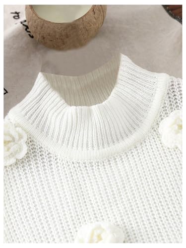 MakeMeChic Girl's 3D Floral Mock Neck Sweaters Vest Sleeveless Cute Knit Pullover Tank Tops3