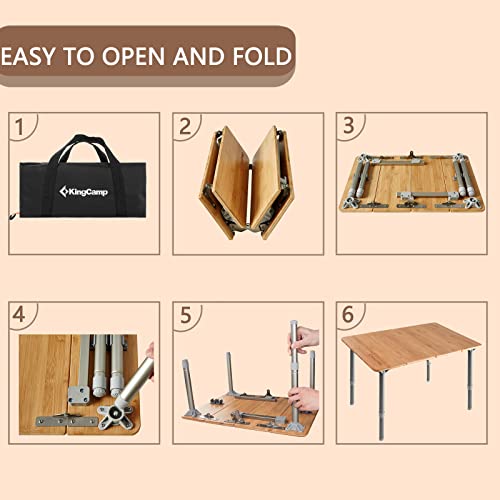 KingCamp-Lightweight-Stable-Folding-Camping-Table-Bamboo-Outdoor-Folding-Tables-Adjustable-Height-Portable-Picnic