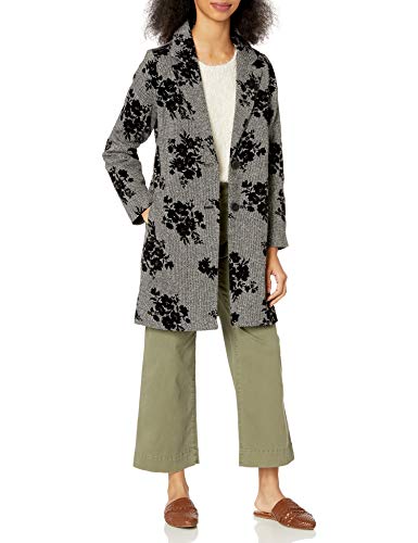 BB Dakota Junior's Need Floral Flocked Tweed Coat, Black, Extra Small