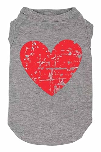 Dog Shirts Hearts Print Funny Graphic Small Large Dog Clothes Puppy Vest Gift for Dog Valentine's Day Apparel (Medium, Q-Grey02)