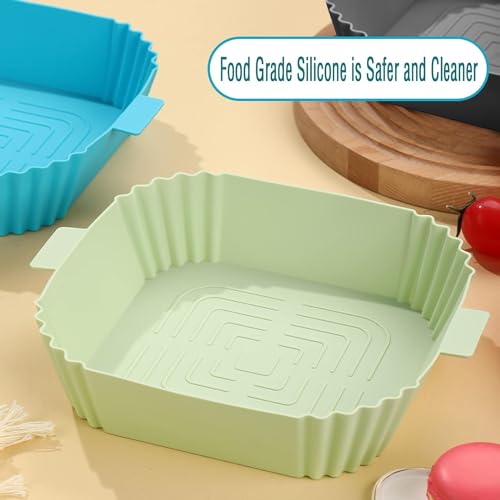 Image of Silicone Air Fryer Liners Reusable Food Safe Oven Accessories Parchment Paper, Square Silicone Baking Tray Pots Basket Heat Resistant (3 Count)