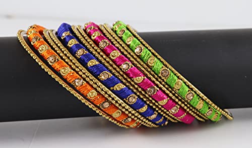 Image of NMII Fabric & Metal and Zircon Kada Set for Women & Girls