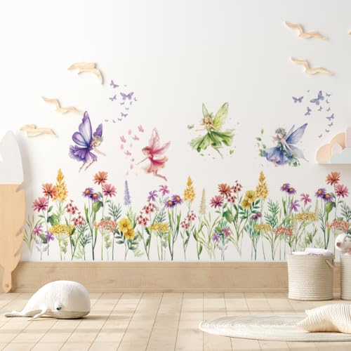Vinilos decorativos florales coloridos pack x3 PLIGREAT