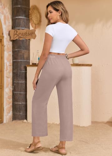 Image of EDUWU Women Casual Pants Loose High Waist Cropped Palazzo Beach Pants Summer Outfits 2026 Trendy