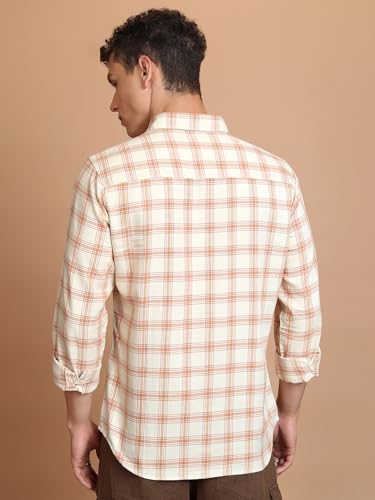 Image of Highlander Men's Slim Fit Checks Shirt | Full Sleeves | Spread Collar | Casual Shirts for Men