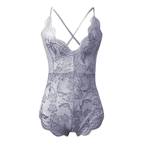 Generisch Mujeres Moda Bobysuit Lencería Juego de rol Lencería Sexy Mujeres Disfraces Rojo Plaid Lencería Push Set (Plata, M)