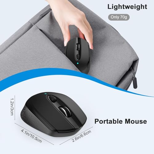 Image of RaceGT USB C Wireless Mouse, Type C Silent Ergonomic Mouse for MacBook Air /Pro, 2.4G Cordless Computer Mice with 6 Buttons and 3 Adjustable DPI for Mac, Laptop, Desktop, PC -Black