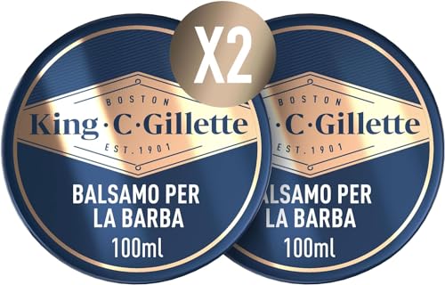 King C. Gillette Bálsamo Barba Hombre con Manteca de Cacao, Aceite de Argán y Manteca de Karité, 100 ml (paquete de x 2)