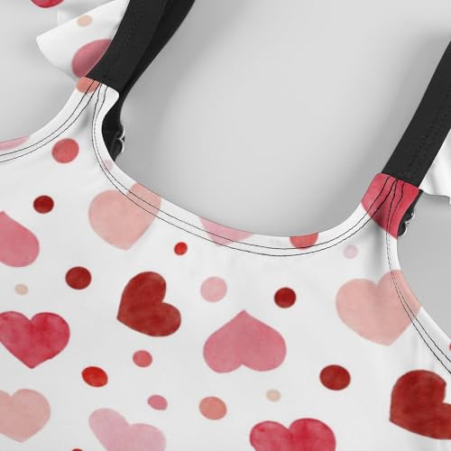 Image of Girls One Piece Swimsuit Polka Dots Ruffles Swimwear Bathing Suits 3-12 Years