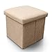 X-Labor Storage Sitzhocker mit Stauraum Leinenoptik faltbar Klappstuhl Aufbewahrungsbox mit Deckel beige 25x25x25 cm