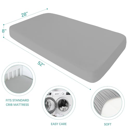 Image of Biloban 3-Piece Toddler Sheet Set Microfiber, Toddler Bedding Set Includes Crib Mattress Sheet, Flat Sheet and Envelope Pillowcase, Silky Soft, Breathable and Lightweight, Grey & Leaf