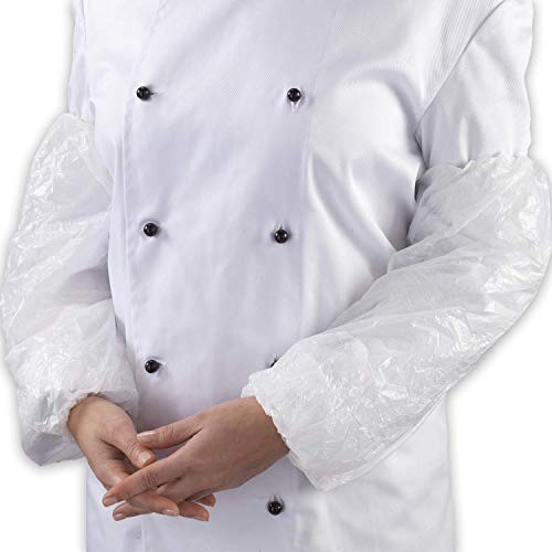 100 x Simply Direct Einweg Ärmelschoner aus Polyethylen, Latexfrei, mit Elastischen Manschetten, (40cm x 40cm - 15.7" x 15.7"), Weiß - Mengenauswahl Cover