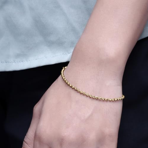 Bead Bracelet Jewelry For Women Italian Crafted 2.4MM 7 Inches In 14K White, Rose Or Yellow Gold Plated Sterling Silver With Lobster claw lock Gift For Her4