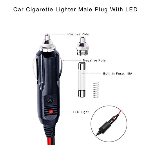 SPARKING 25FT Cigarette Lighter Extension Cord 25FT - Male Plug to Female Socket 16AWG Heavy Duty Extension Cable with LED Lights Power for Tire Pump, Air Compressor (25FT)