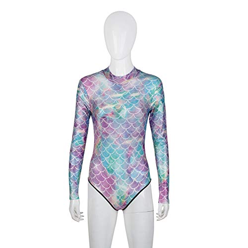 Women's One Piece Long Sleeve Rash Guard Swimwear Mermaid Sun Protection Swimsuit Bathing Suit2
