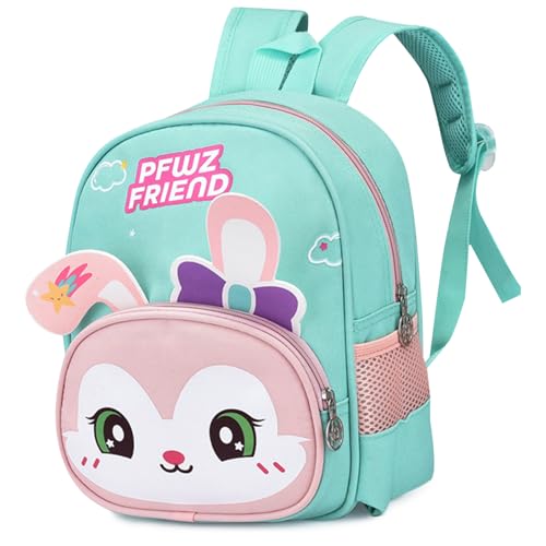 UieaMsio Mochilas Infantiles,Mochila Verde Rabbit para Niñas,Mochila Guardería Mochilas Niña Lindo Mochila con Animales,Kindergarten Bolsas Escolares Para 3 a 7 Años Niños Colegio Viaje
