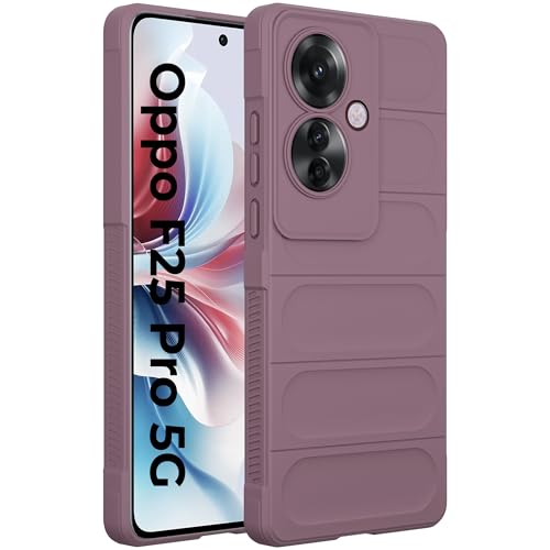 Image of A rtistque Liquid Silicone Stripes Back Cover Case for Oppo F25 Pro 5G | with Camera Protection | with Inner Fabric | Anti Slip Grip | AirBag Case - Purple