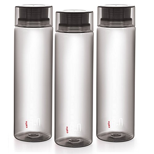 Image of Cello Delux Unbreakable Water Bottle Set, Set of 3, 1 Litre /22.8cm, Black