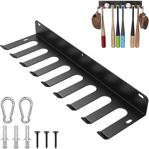 Baseball Bat Rack Softball Bat Rack for Display or Storage Holds 16 Bats Bat Storage Rack Hooks Clips onto Fences in Rest Areas or Home Garages (1 PCS)