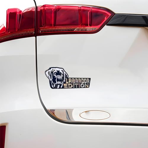 Image of Cute Dog Car Badge Laser Cutting Car Emblem,Funy 3D Acrylic Dogs Badge Rated Car Emblem Automotive Badge Decals and Stickers for Car, Truck, Rv, Boat Exterior Decoration (Black Labrador)