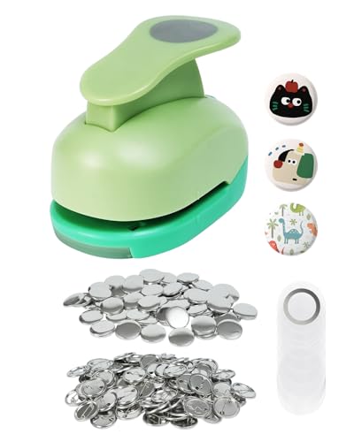 UCEC 100 Sets Button Maker Supplies 1 inch Metal Buttons & 1.25 inch Circle Punch with Metal Backs Pin Maker Supplies Button Making Parts Badge Makers Kit (Pin Maker Machine Not Included)
