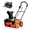 Cordless Snow Blower, 20 Inch Electric Snow Thrower, with 2x20V 4.0Ah Battery and Charger, Dual LED Lights & Brushless Motor, 25 Ft Throwing Distance, 12 in Deep Cleanup, for Sidewalks and Driveways