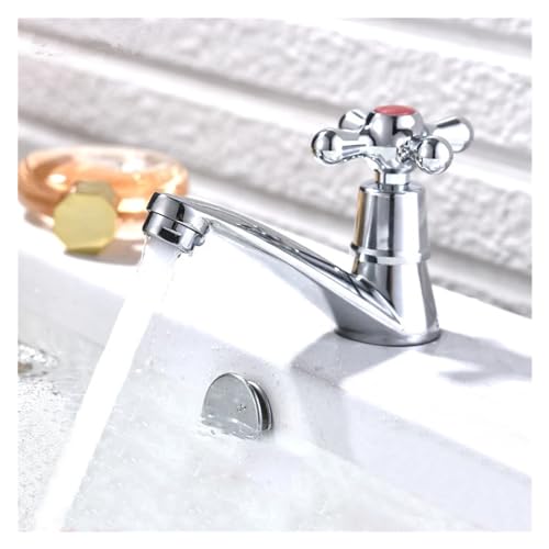 Woodwork Apron，Tools Apron Bathroom Faucet Zinc Alloy Wash Basin Faucet Quick Open Single Cold Water Tap Cross Handle Toilet Corrosion Resistance Sink Tap(Blu)