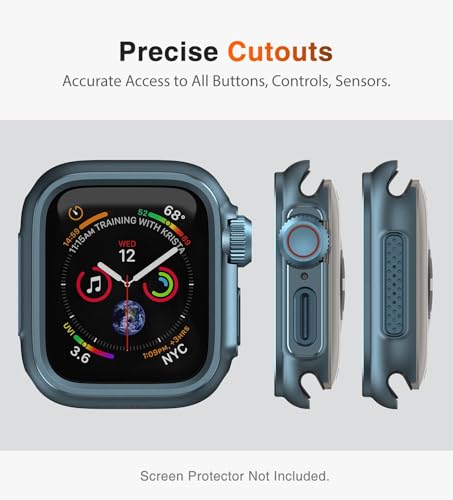 Image of ULTIMAL Metal Case Compatible with Apple Watch Series SE3 /SE2 /SE /6 /5 /4 44mm with Back Cover, Military Grade Shockproof Protective Case, Rugged Cover for iWatch 44mm (Blue)