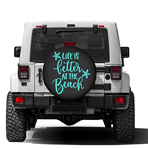 Image of Life at The Beach Spare Tire Cover Dust-Proof Wheel Tire Cover Fit Trailer, RV, SUV and Many Vehicle 17 Inch