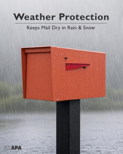 Image of Ilyapa Modern Mailbox for Outside Post Mount - Terracotta Heavy Duty Powder Coated Metal Mailbox, Waterproof Letter Box for Parcels