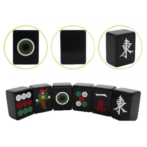 Set Acrílico de Mahjong Negro con Caja de Madera miniatura 5