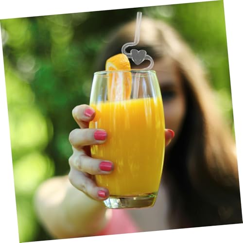 Pajitas de corazón transparentes reutilizables de vidrio para batidos decorativas 2 uds 6