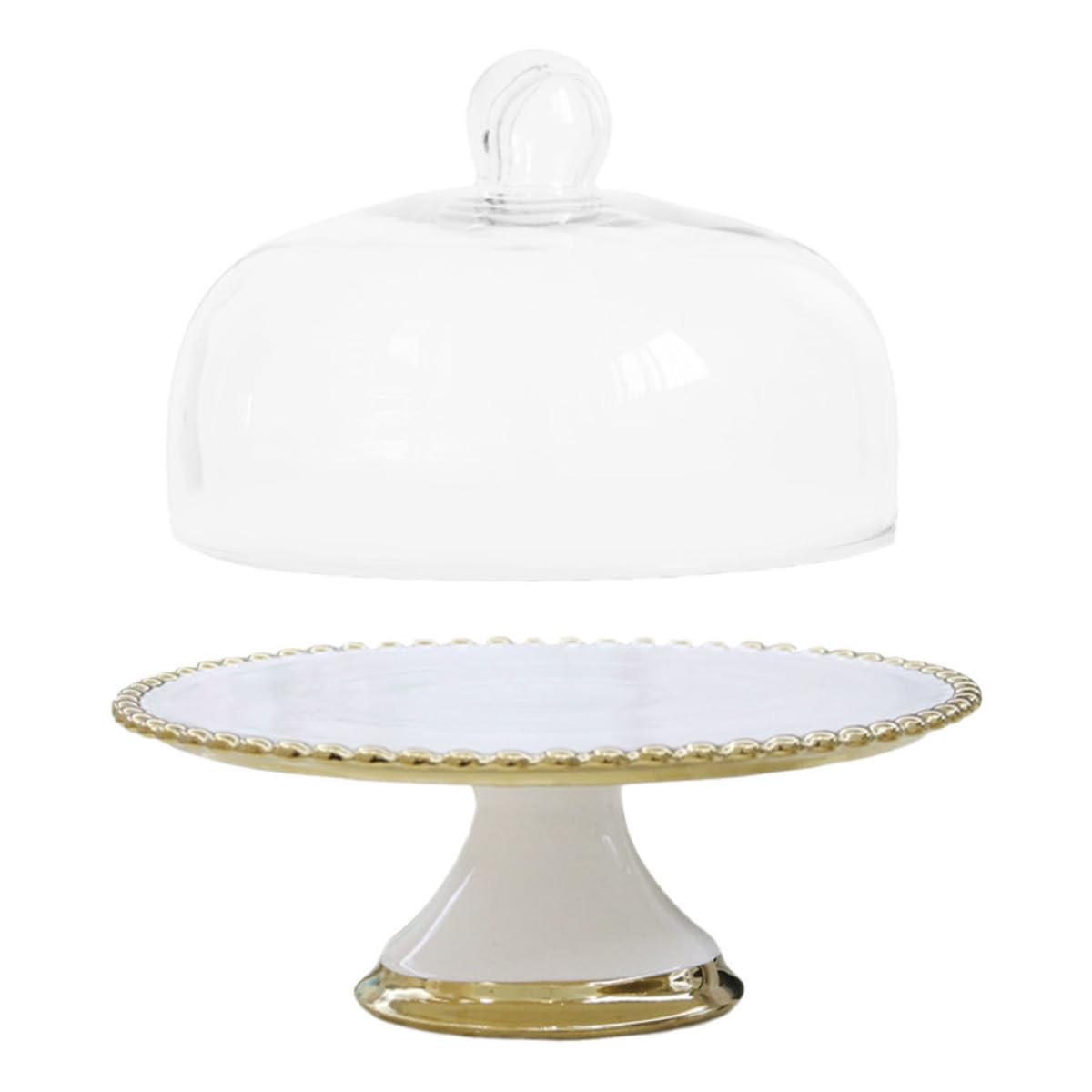 GARVALON Alzata Alta in Coperchio Ceramica e Vetro Base, per Torte