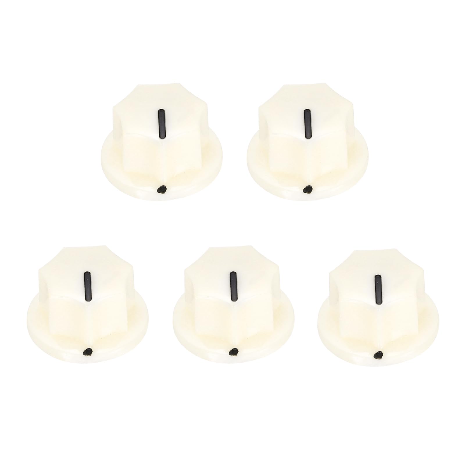 sourcing map 5Pcs ABS and Copper Potentiometer Knobs 1/4" Volume Tone Control Top Hat Knob for Guitar Instruments Audio Mixer Amplifier Beige