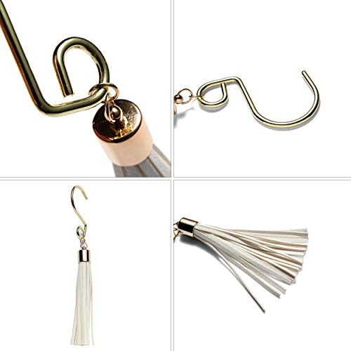 image for Aimoye Tassel Shower Curtain Hooks - Lovely Decorative Fringed s-Shape