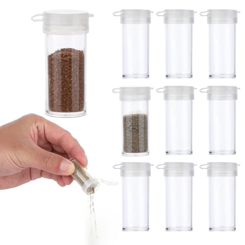 10 Stück Mini Salzstreuer Set Salzstreuer aus Gewürzflaschen Klein Salz und Pfefferstreuer Plastik Mini Salzstreuer für Unterwegs Gewürzstreuer für Salz und Pfefferstreuer
